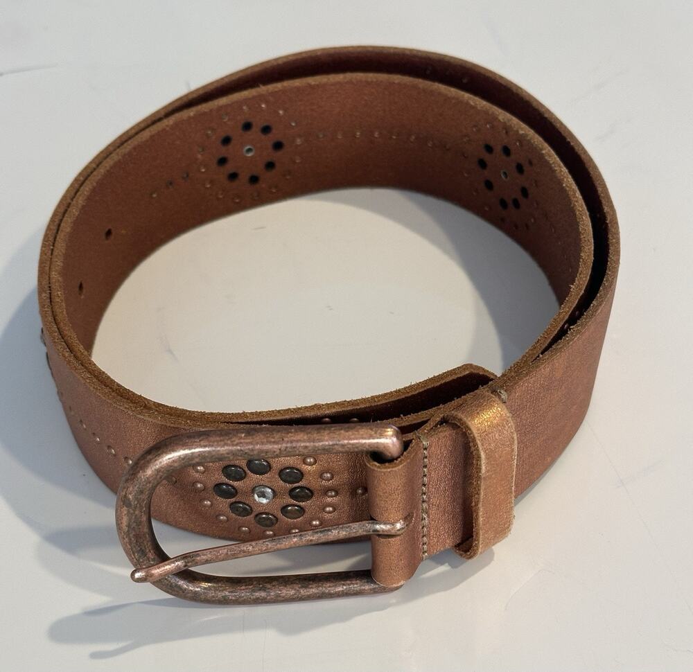 CACHE Belt Women’s Size Large Leather Studded Gem Western Country designer chic